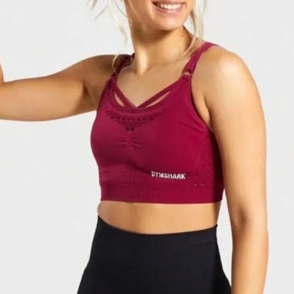 Gymshark Everyday Energy Seamless Sports Bra Maroon Red Women's XS